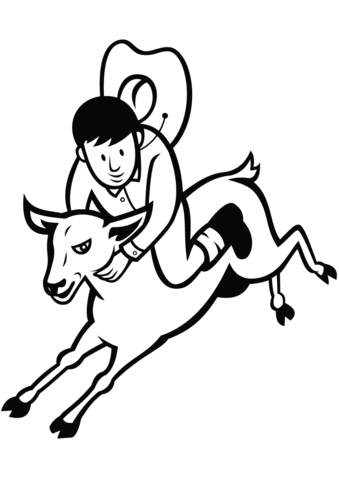 Junior Rodeo Sheep Riding Coloring Page